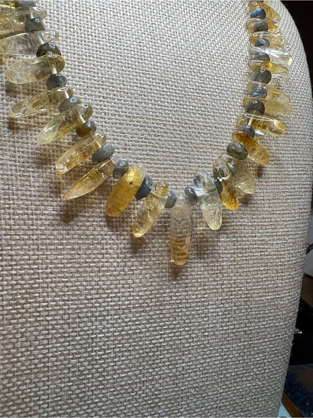 Citrine & Labradorite Gemstone Necklace 18’ - Picture 2 of 5